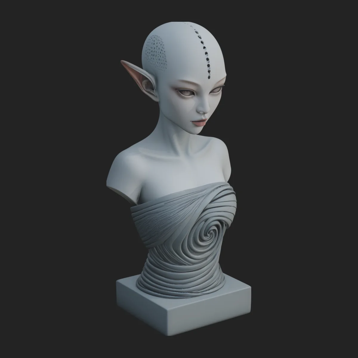Minimalist Alien Bust Statue Design 4