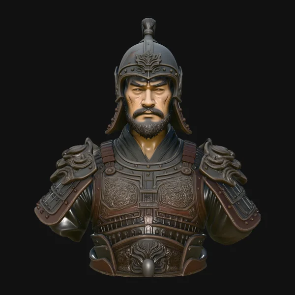 Mongol Warrior Bust Statue Design 1