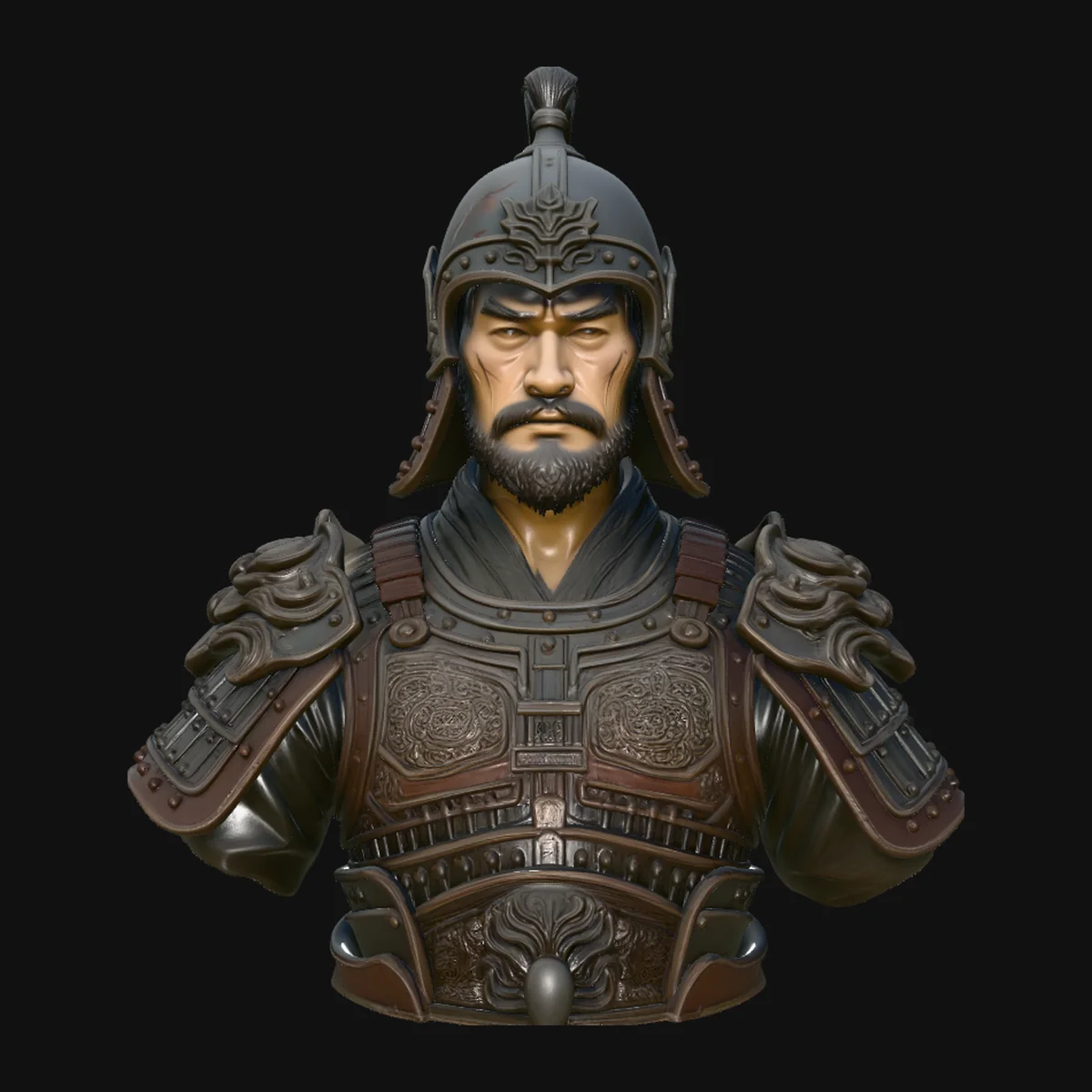 Mongol Warrior Bust Statue Design 1