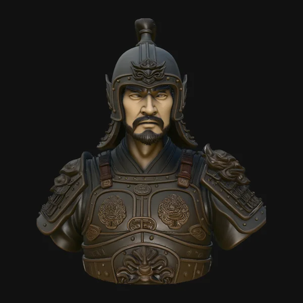 Mongol Warrior Bust Statue Design 2
