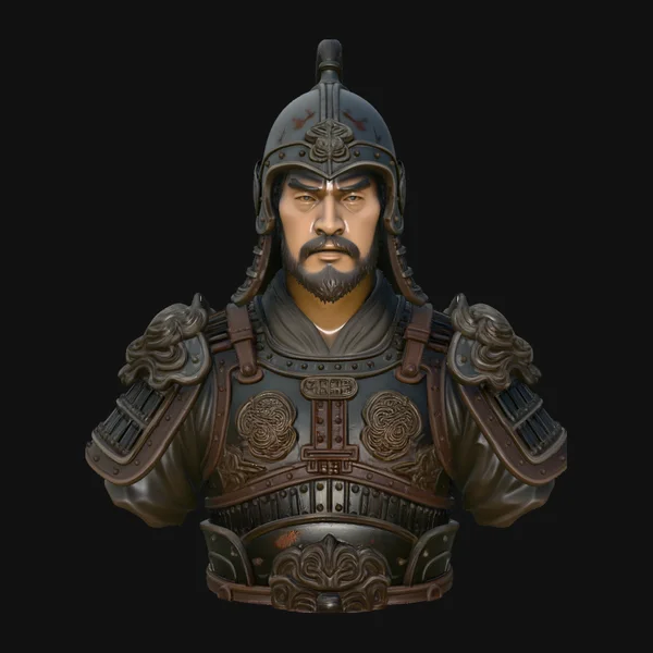 Mongol Warrior Bust Statue Design 3