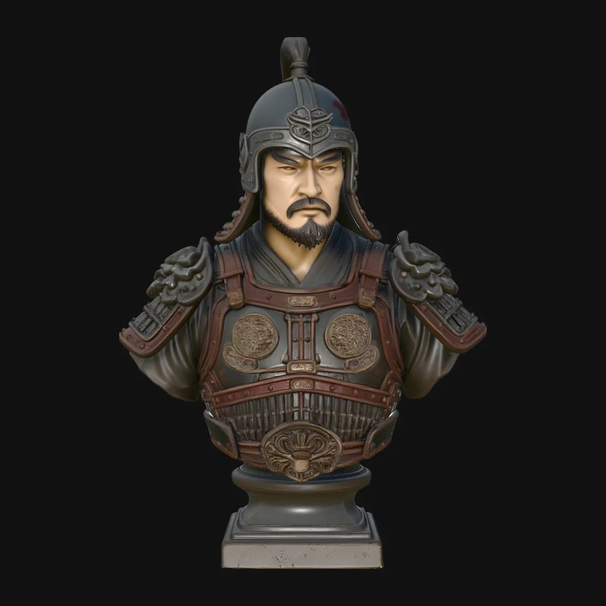 Mongol Warrior Bust Statue Design 4