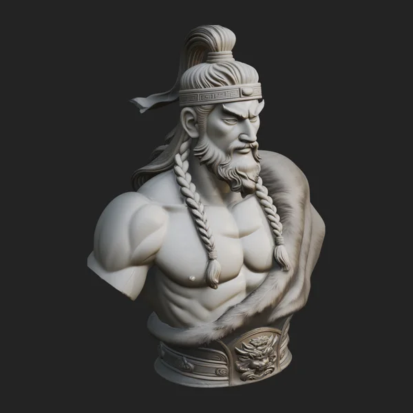 Mongol Warrior Bust Statue Design 5