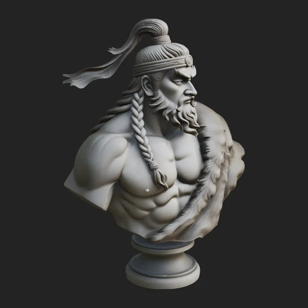 Mongol Warrior Bust Statue Design 6