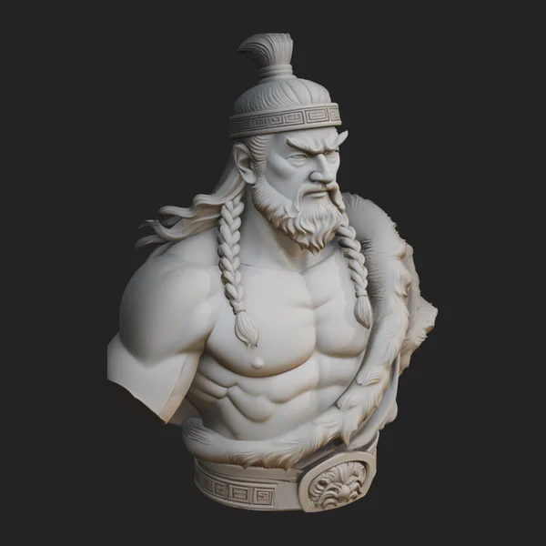 Mongol Warrior Bust Statue Design 8