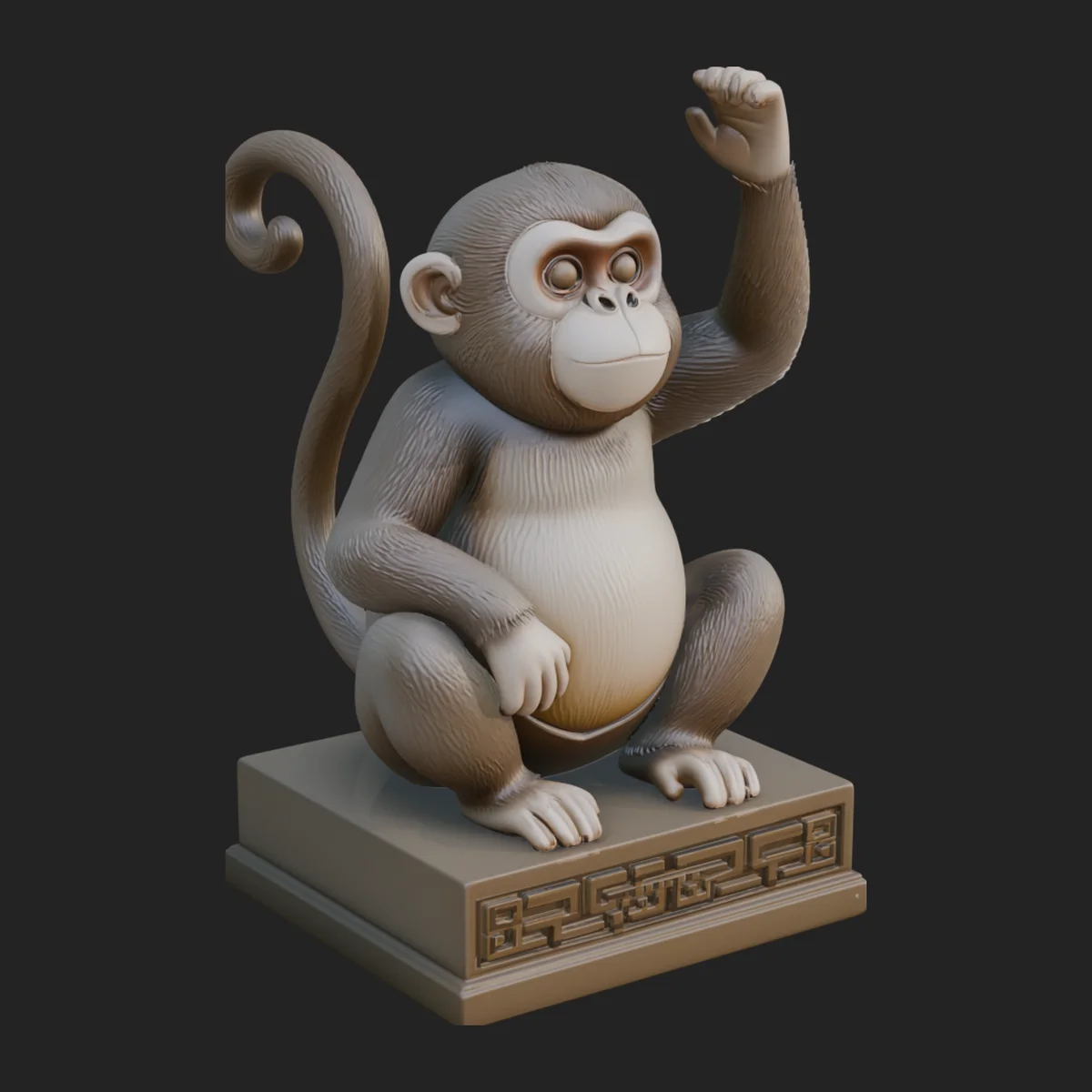Monkey on Pedestal Statue Design 1