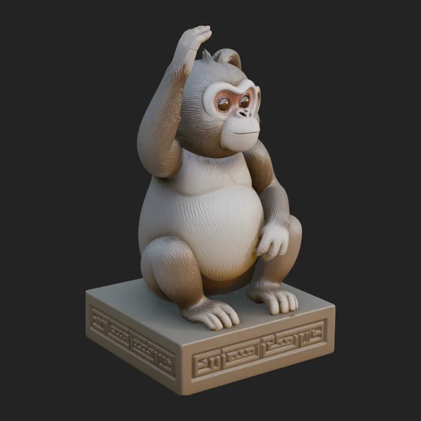 Monkey on Pedestal Statue Design 2