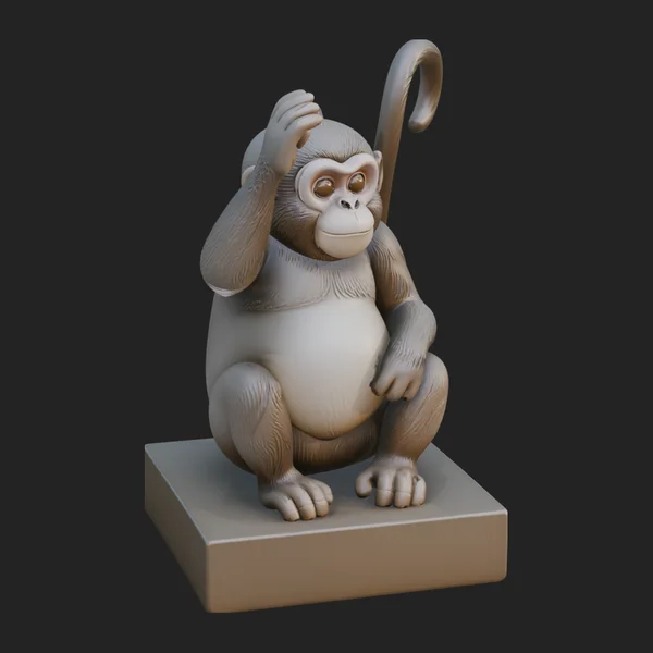 Monkey on Pedestal Statue Design 3