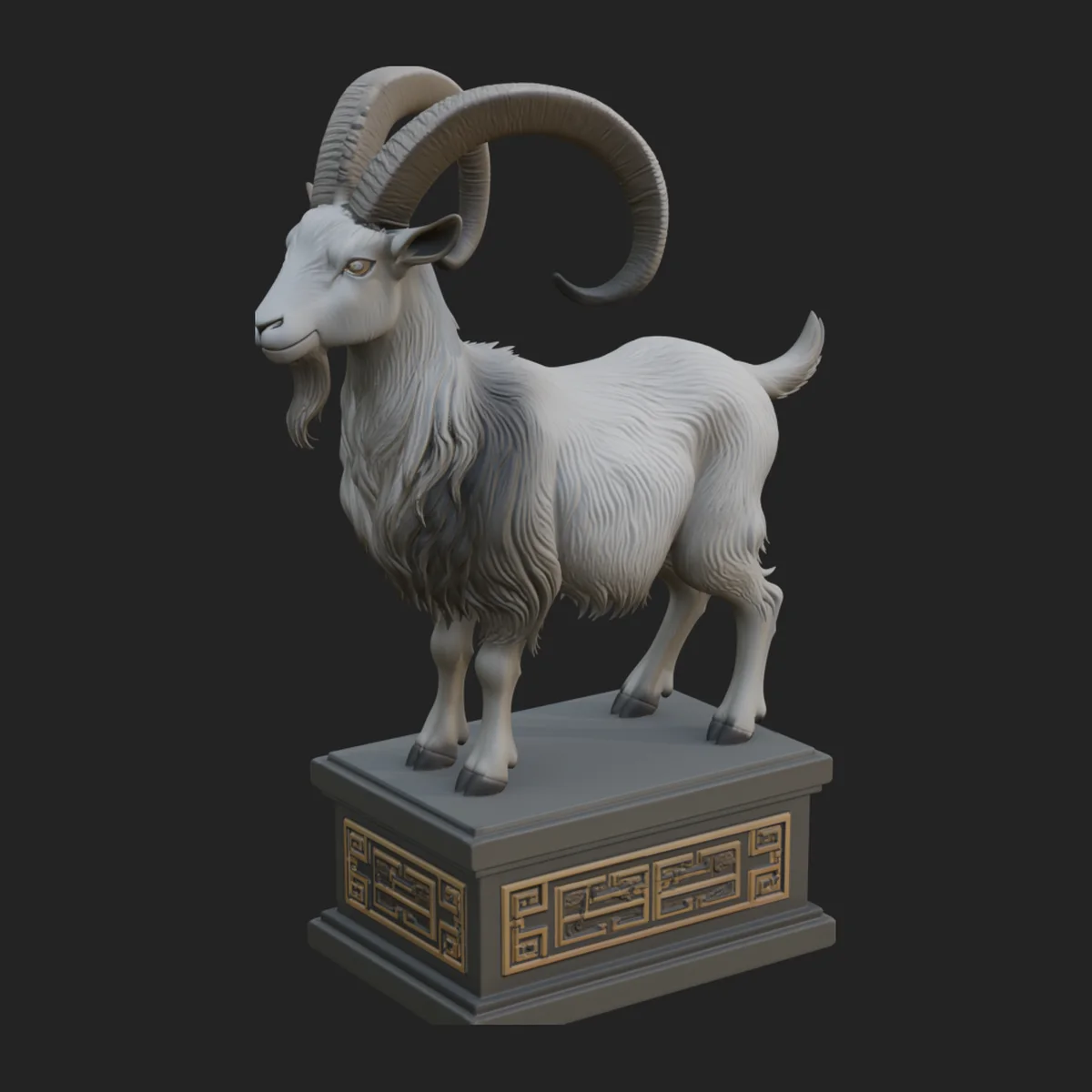 Mountain Goat on Pedestal Statue Design 1