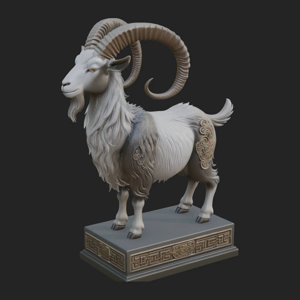Mountain Goat on Pedestal Statue Design 2