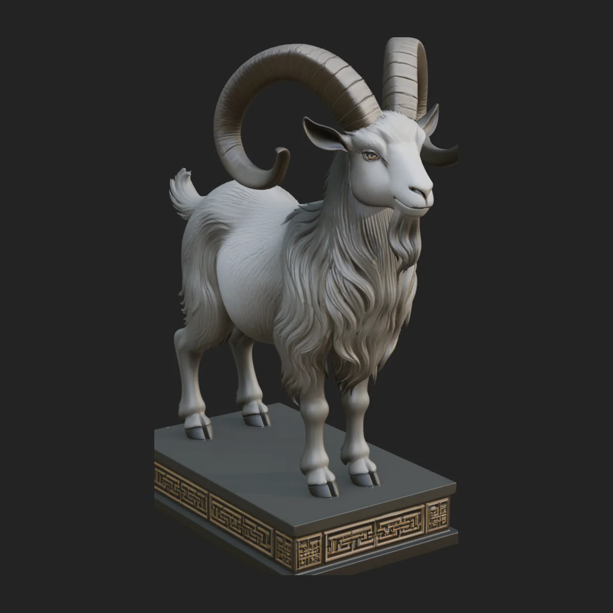 Mountain Goat on Pedestal Statue Design 3