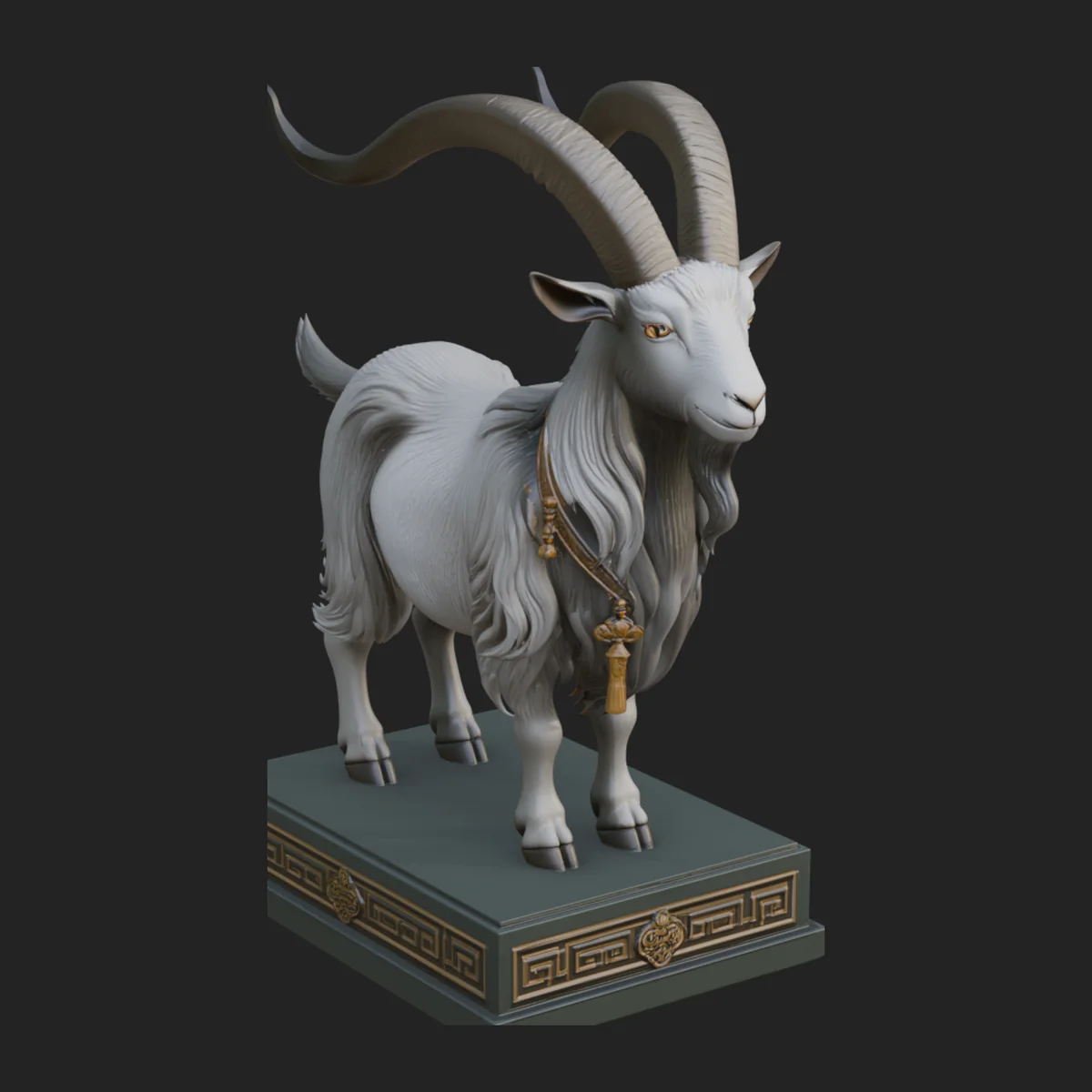 Mountain Goat on Pedestal Statue Design 4