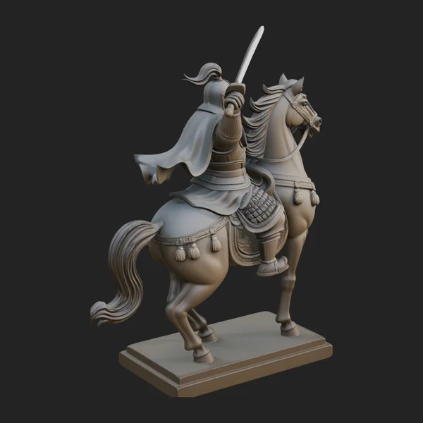 Mounted Asian Warrior Statue Design 3