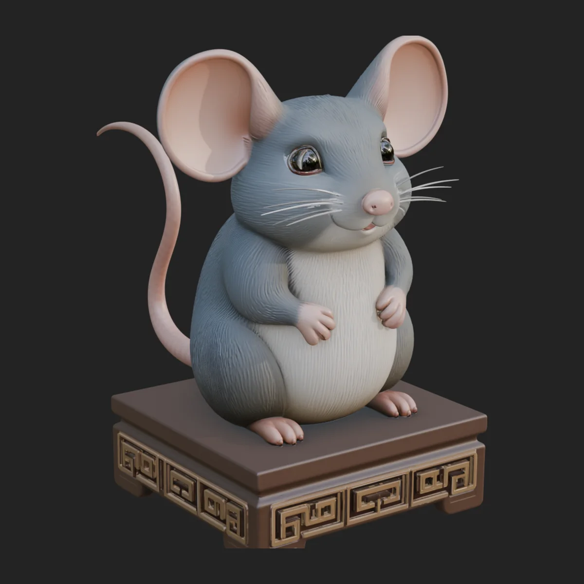 Mouse on Pedestal Statue Design 1