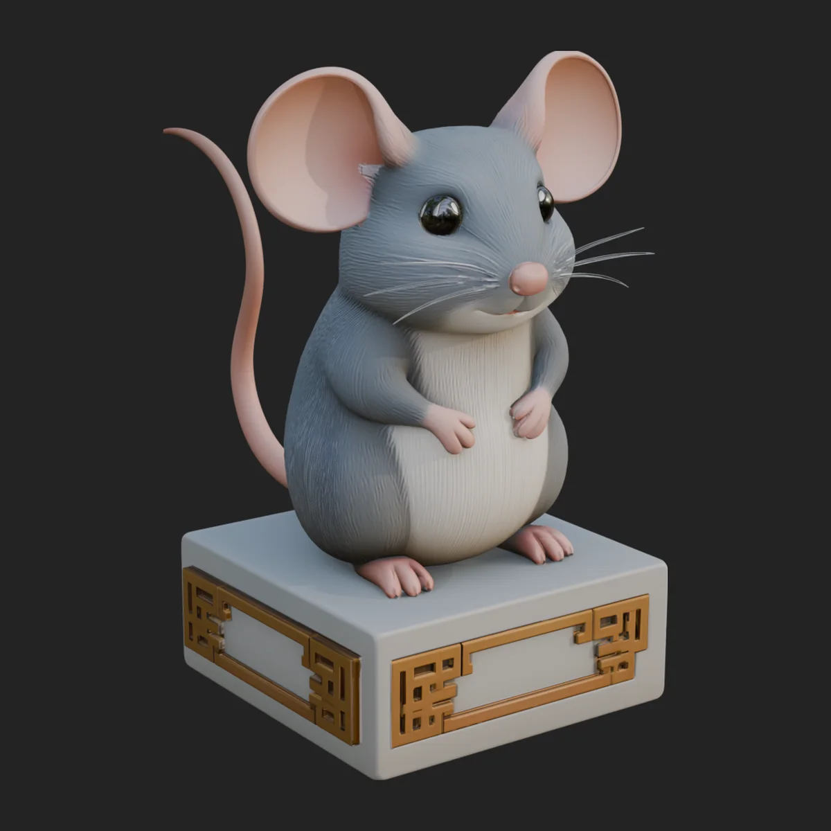 Mouse on Pedestal Statue Design 2
