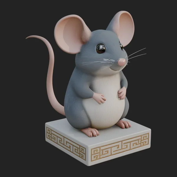 Mouse on Pedestal Statue Design 3
