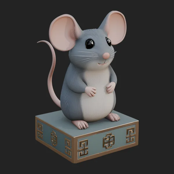 Mouse on Pedestal Statue Design 4