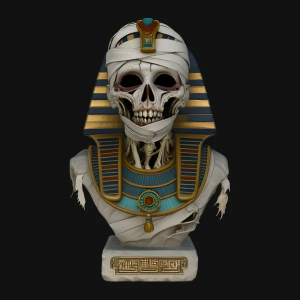 Mummified Pharaoh Bust Statue Design 1