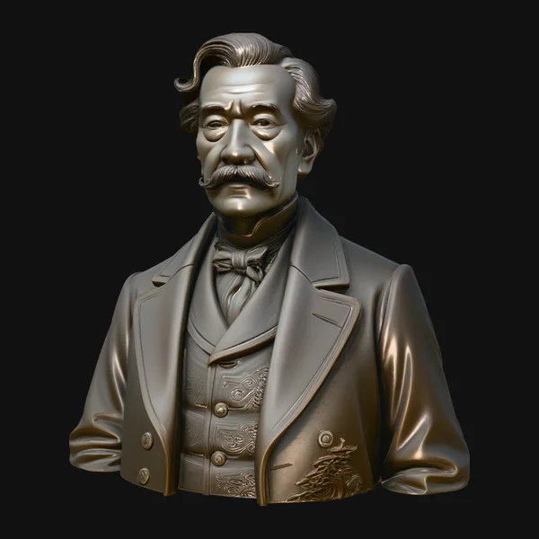 Mustached Gentleman Bust Statue Design 1