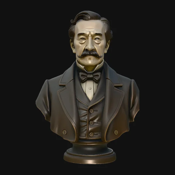 Mustached Gentleman Bust Statue Design 2