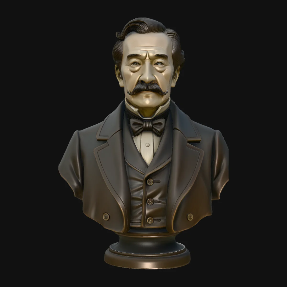 Mustached Gentleman Bust Statue Design 2