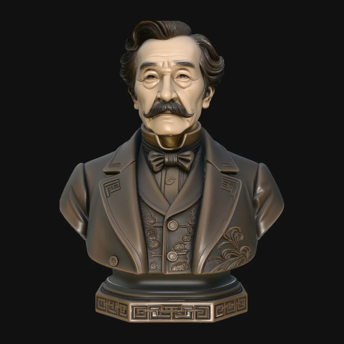 Mustached Gentleman Bust Statue Design 4