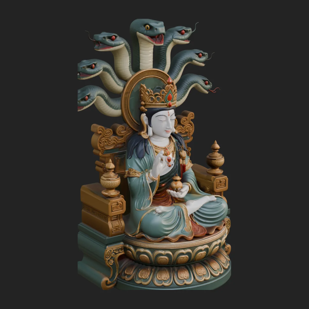 Naga Canopy Deity Statue Design 1