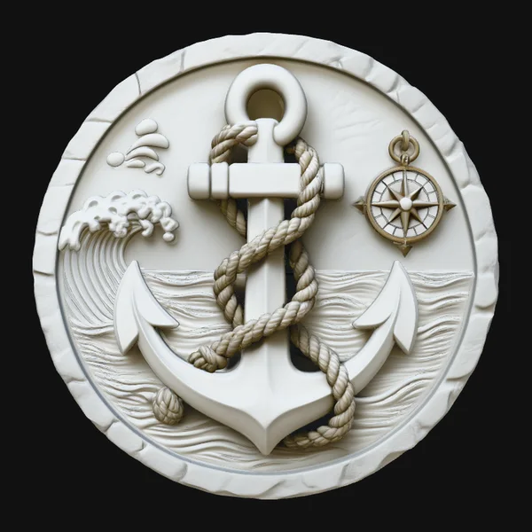 Nautical Anchor Relief Medallion Pendant Design 1