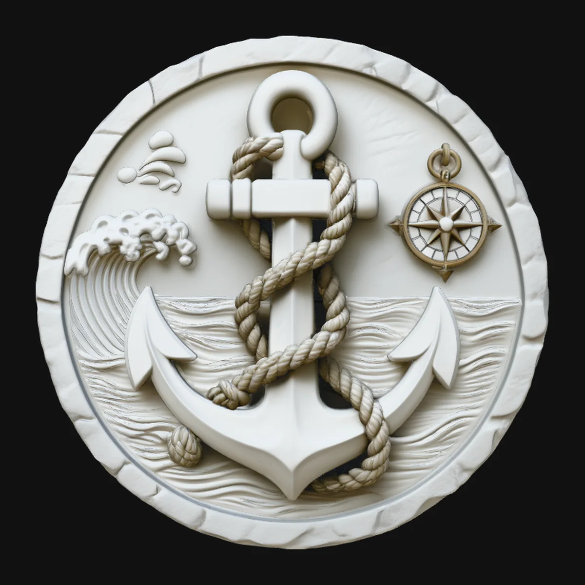 Nautical Anchor Relief Medallion Pendant Design 1