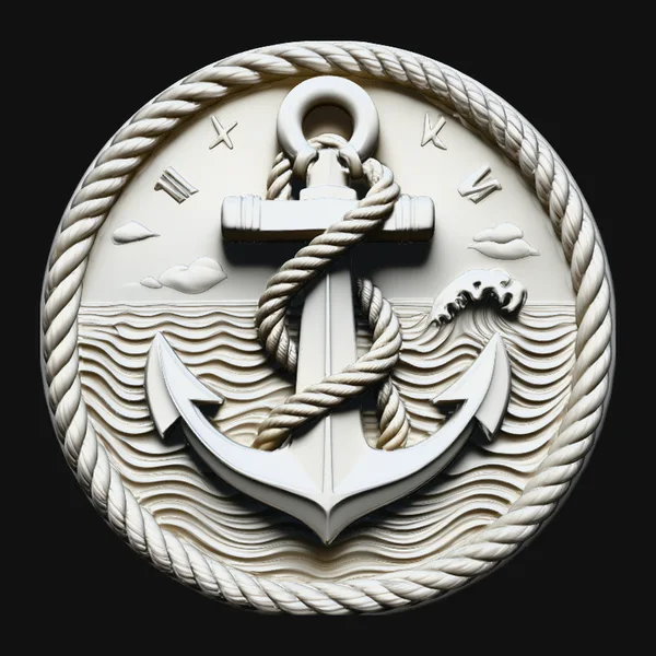 Nautical Anchor Relief Medallion Pendant Design 2