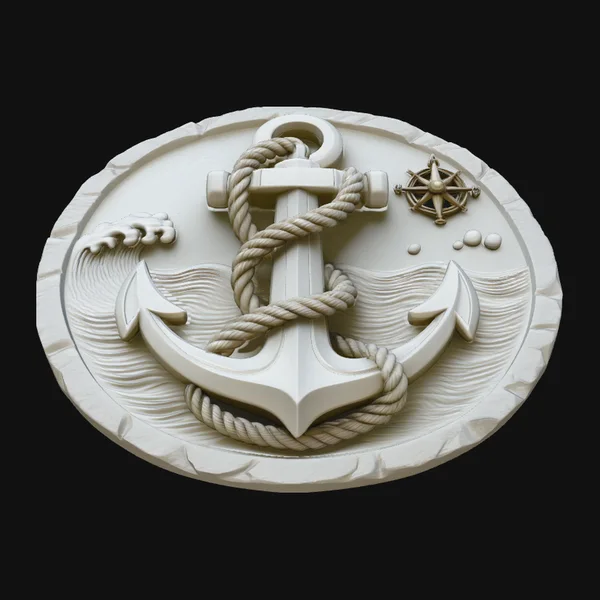 Nautical Anchor Relief Medallion Pendant Design 3