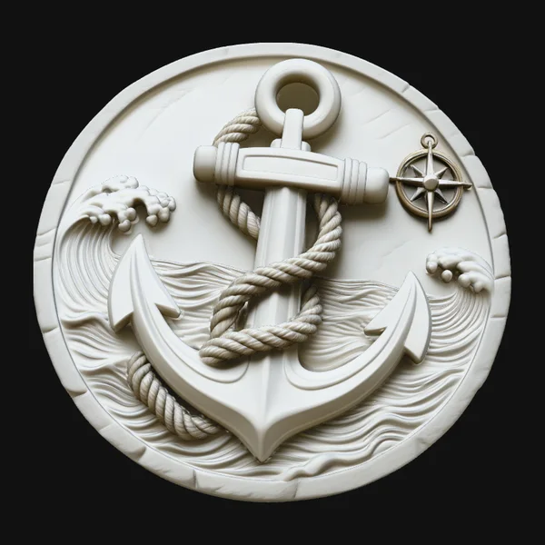 Nautical Anchor Relief Medallion Pendant Design 4