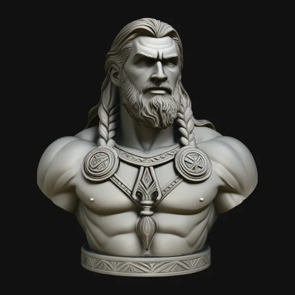Norse Warrior God Bust Statue Design 2
