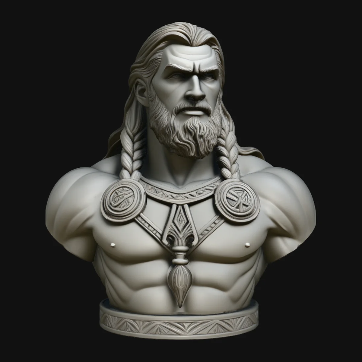 Norse Warrior God Bust Statue Design 2