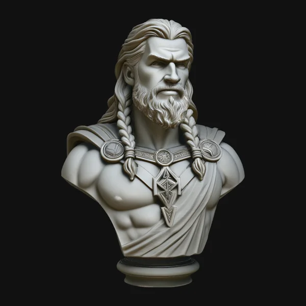 Norse Warrior God Bust Statue Design 3
