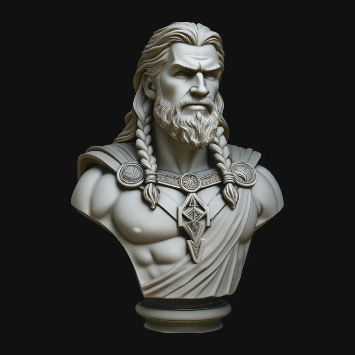 Norse Warrior God Bust Statue Design 3