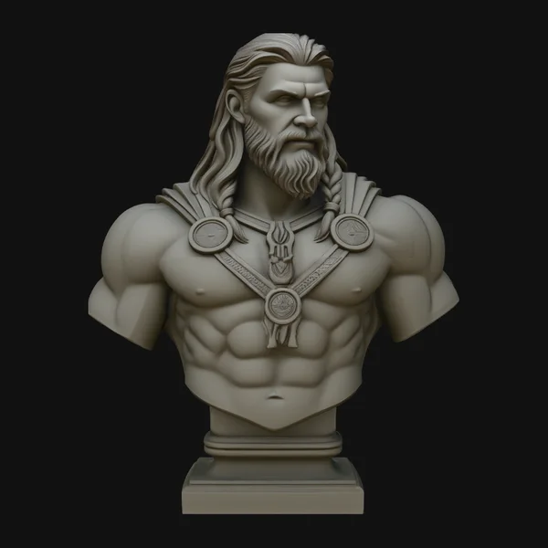 Norse Warrior God Bust Statue Design 4