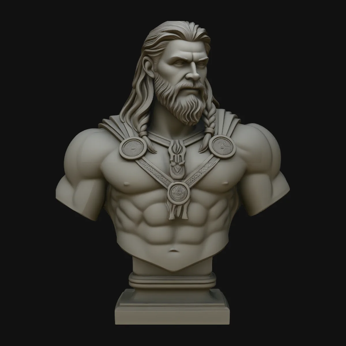 Norse Warrior God Bust Statue Design 4