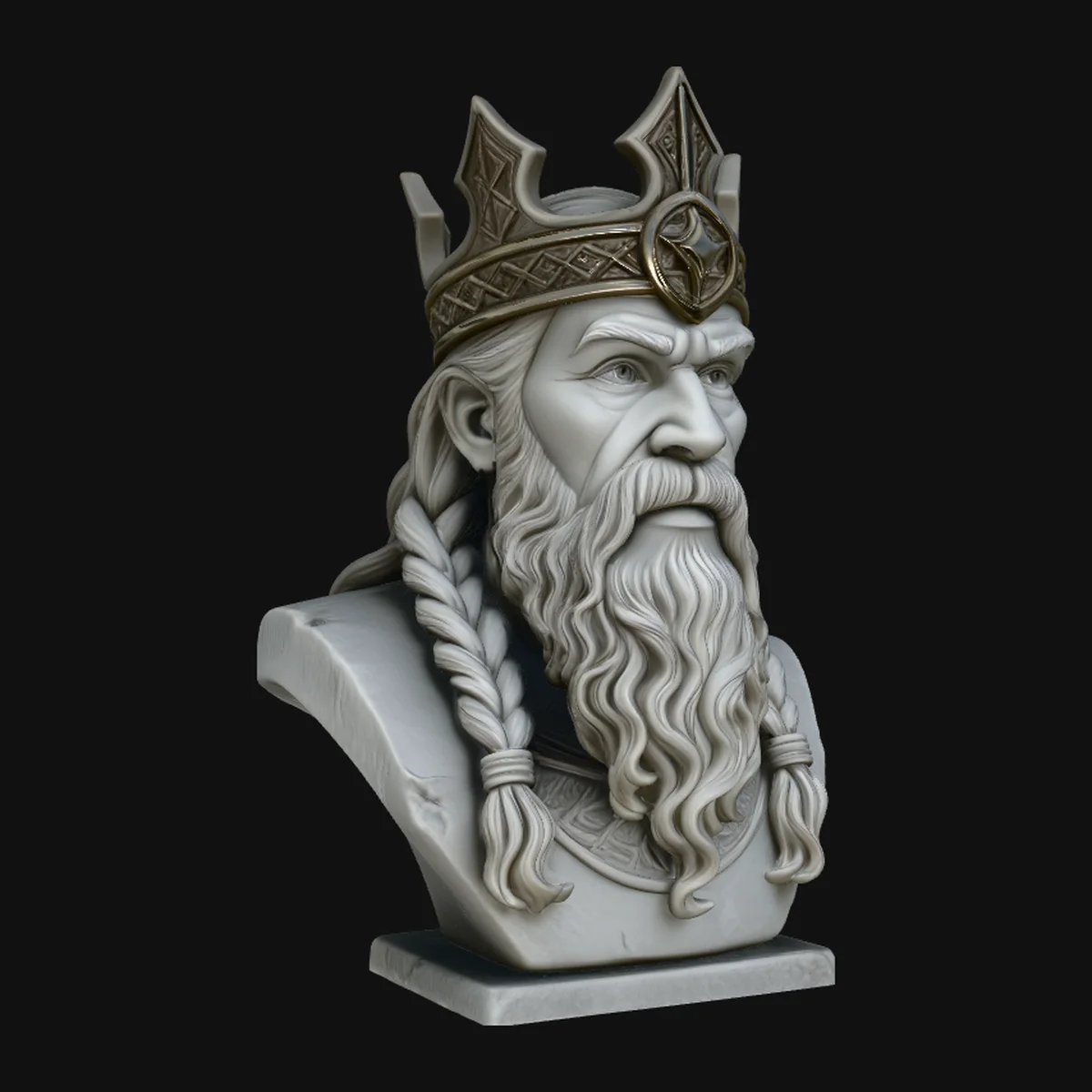 Odin Norse King Bust Statue Design 1