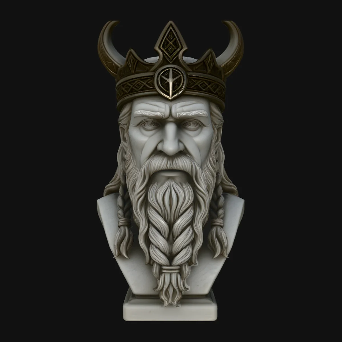 Odin Norse King Bust Statue Design 2