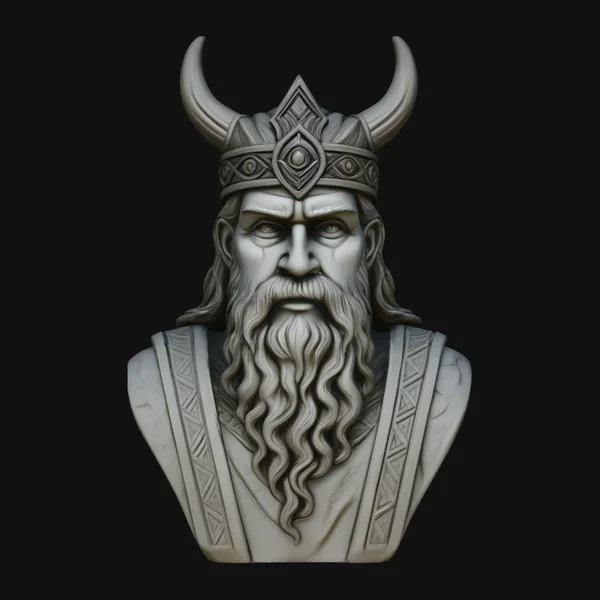 Odin Norse King Bust Statue Design 3