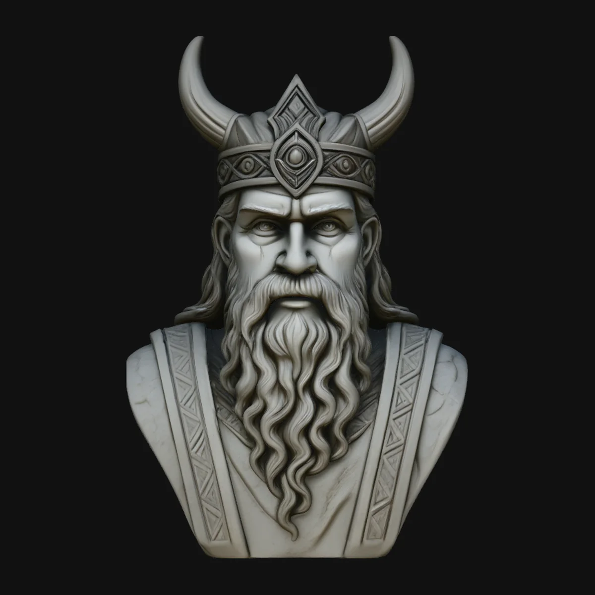 Odin Norse King Bust Statue Design 3