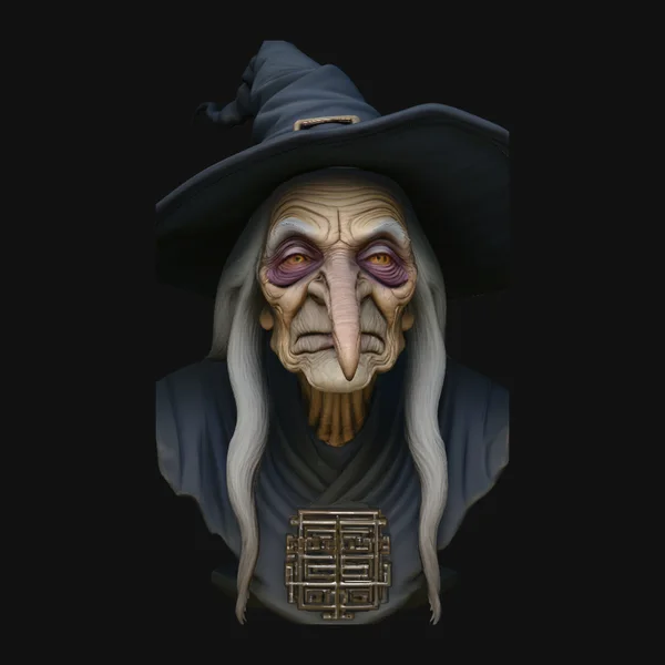 Old Witch Bust Statue Design 1