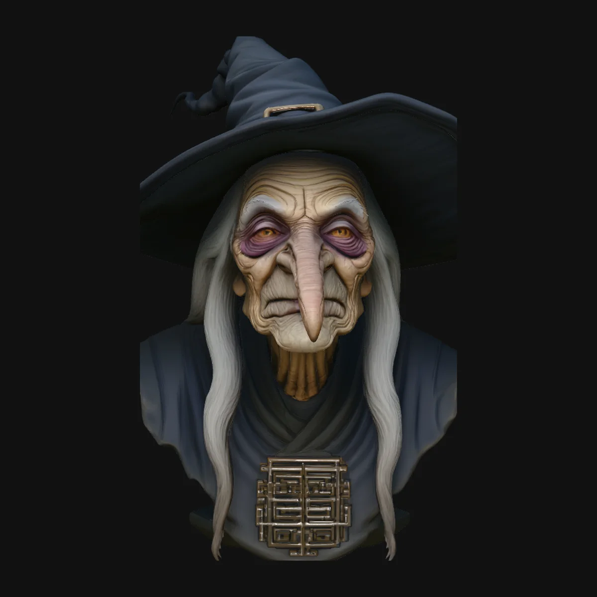 Old Witch Bust Statue Design 1