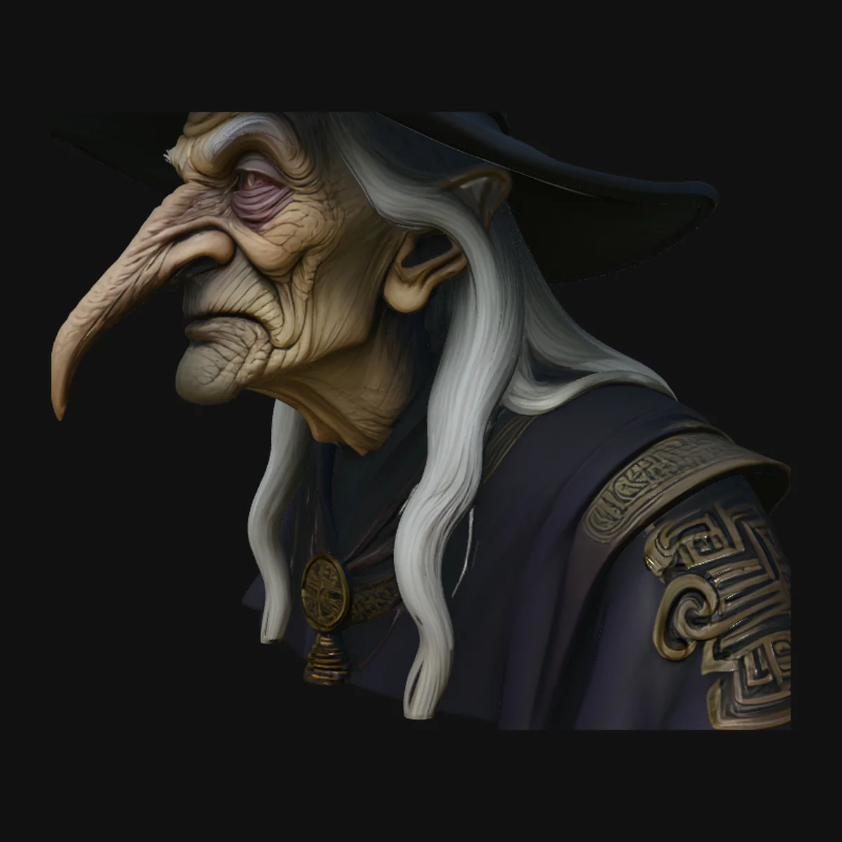 Old Witch Bust Statue Design 2