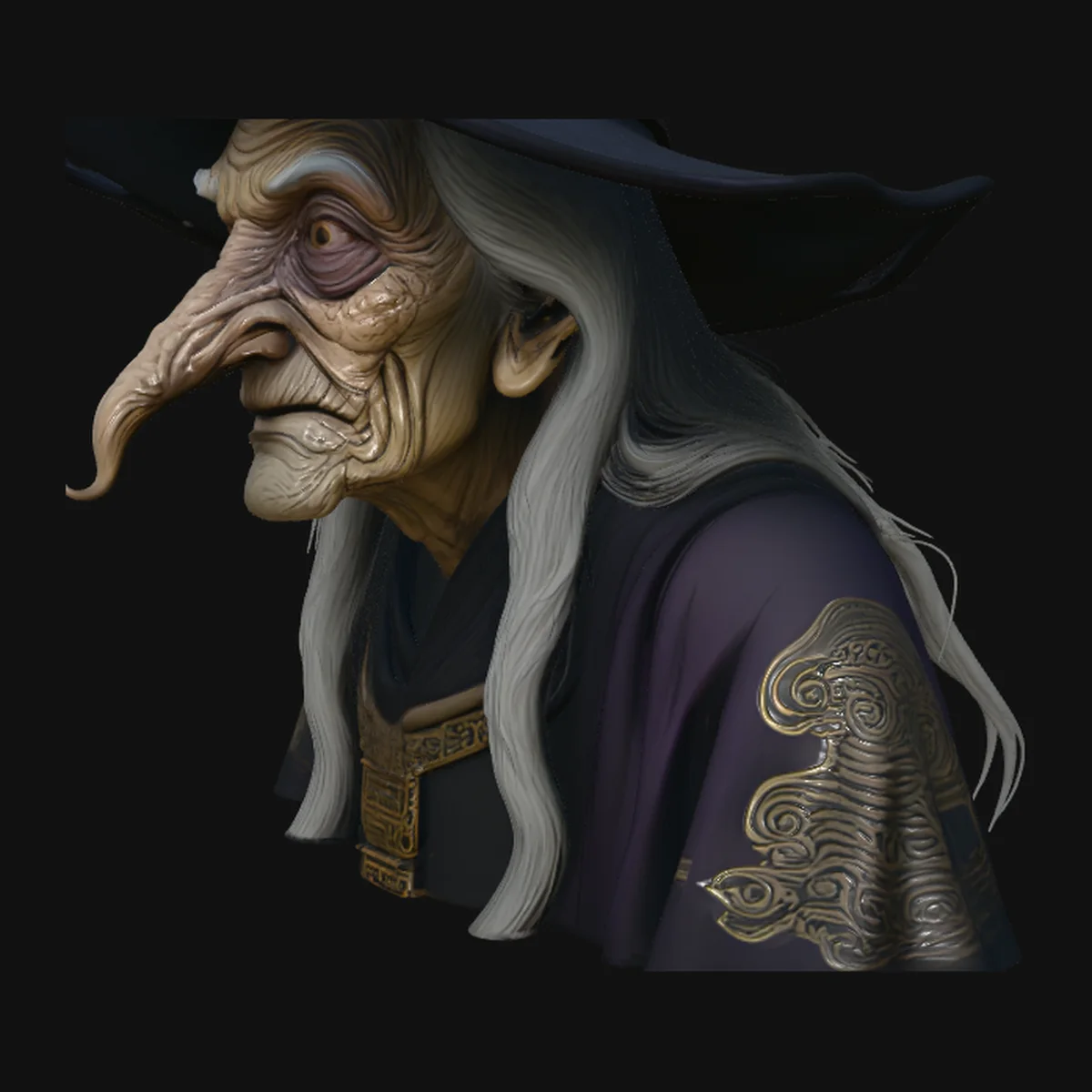 Old Witch Bust Statue Design 4