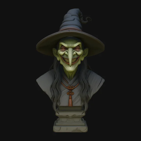 Old Witch Bust Statue Design 5