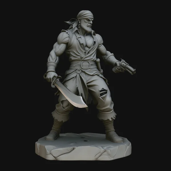 One-Eyed Pirate Warrior Statue