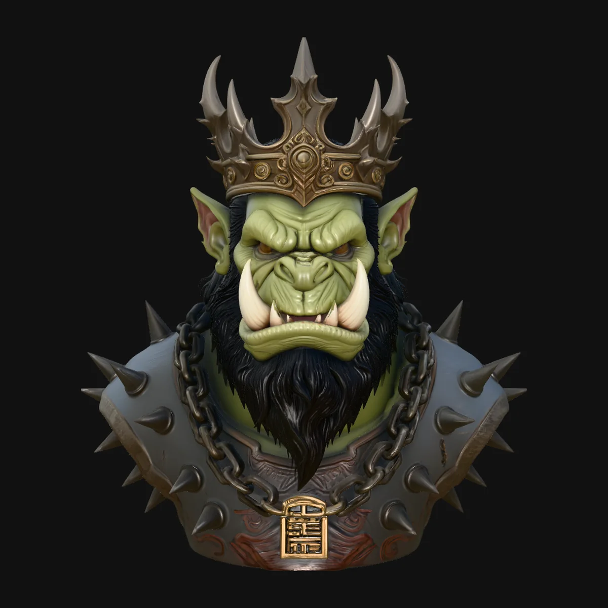 Orc King Bust Statue Design 1
