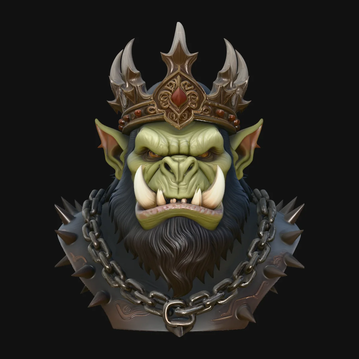 Orc King Bust Statue Design 4